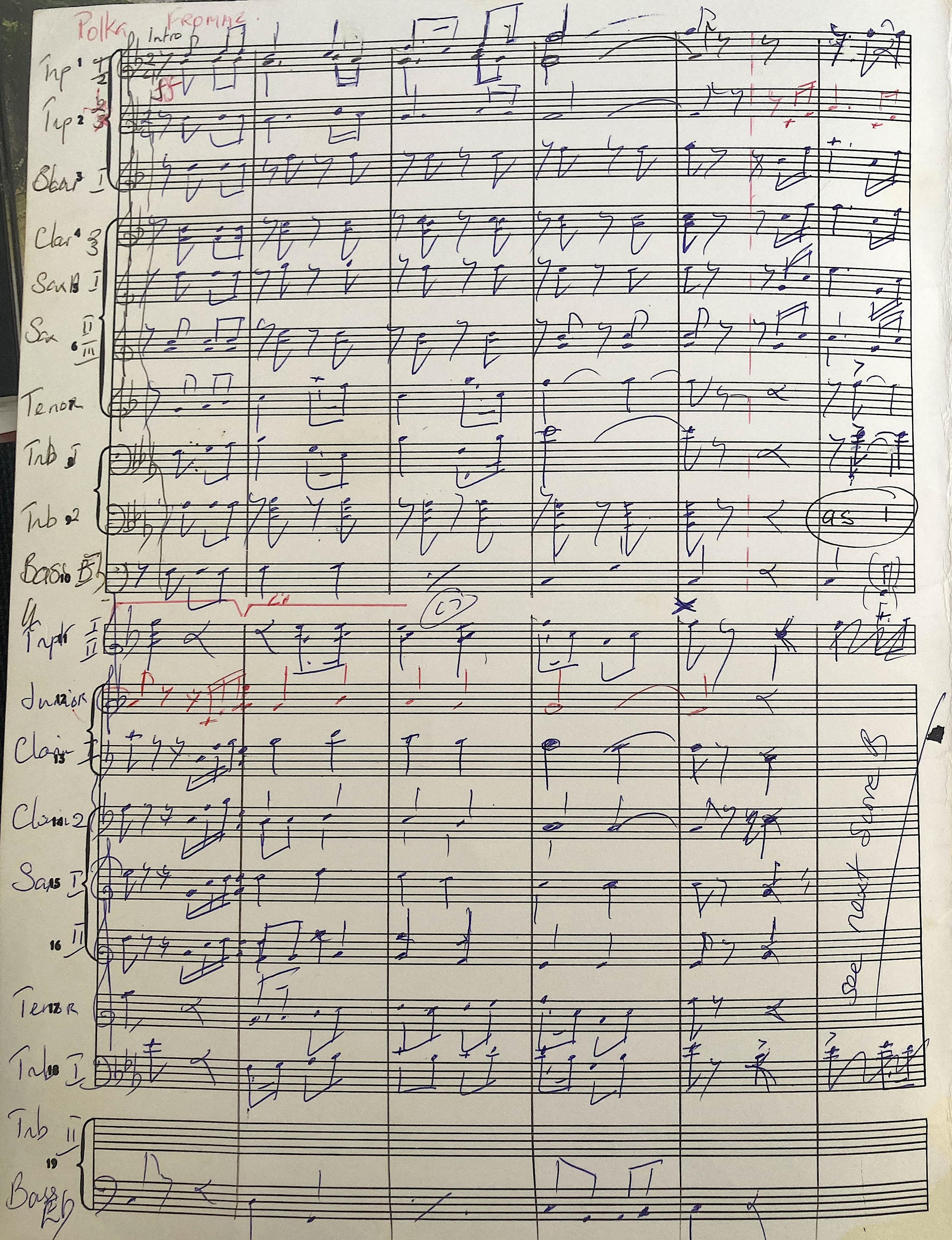 Transcription et harmonisation d'une polka par Antoine Azémia, musicien et chef d'orchestre.&nbsp;