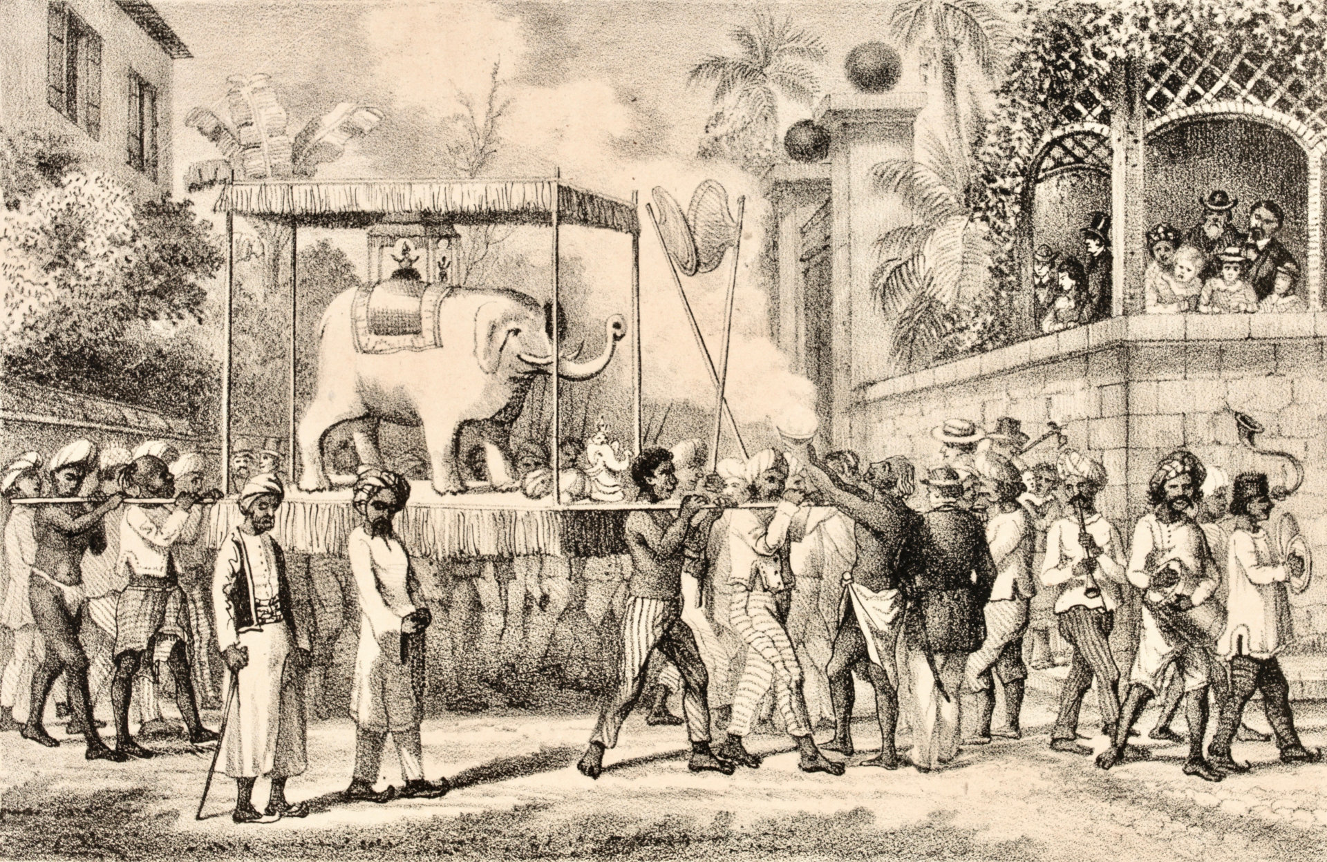<i>Album de l’île de la Réunion</i>. Indian workers’ festival. 1880. Louis Antoine Roussin, 1880. Leon Dierx Museum.