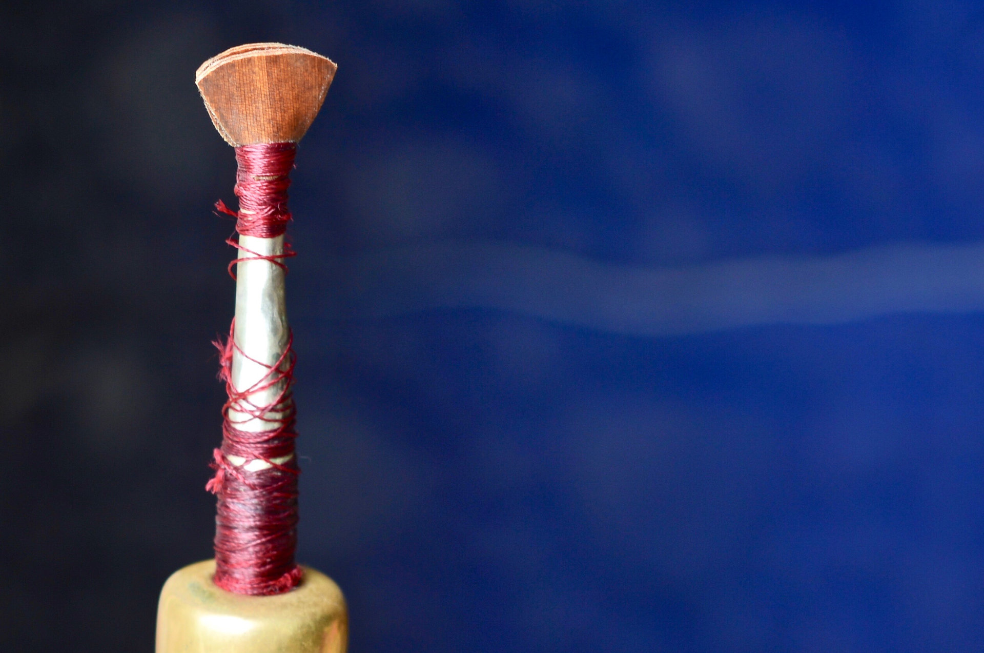 <i>Narslon</i> reed. Instrument belonging to Nagoulen Singaïny, Villèle, January 2020. Photo by William Tallotte.