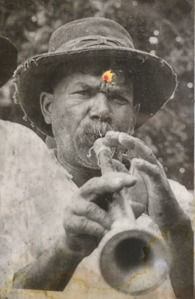 Framed photo of Émilien Mounichy (1901-1963) owned by his descendants, La Saline-les-Hauts, January 2022. Photo by William Tallotte.