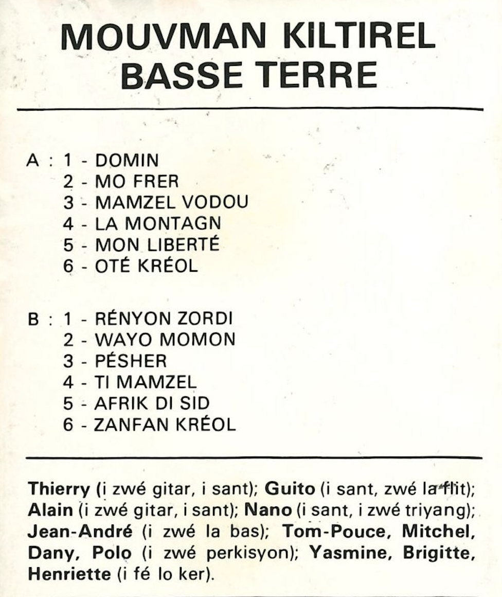 Extrait de la jaquette de la cassette 